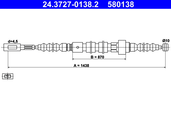 Cable Pull, parking brake (24.3727-0138.2)