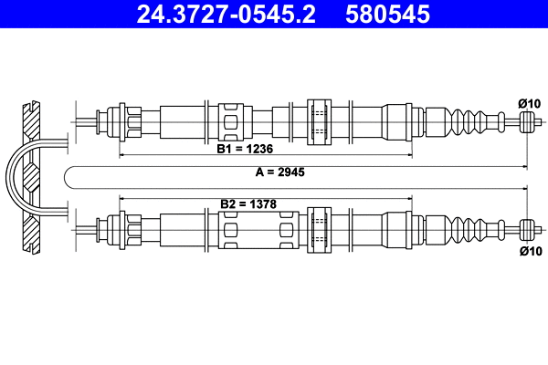 Cable Pull, parking brake (24.3727-0545.2)