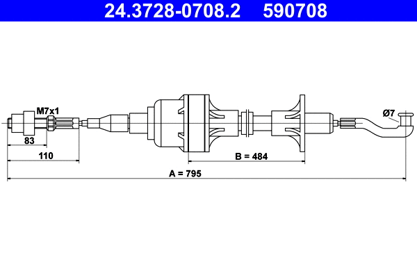 Cable Pull, clutch control (24.3728-0708.2)