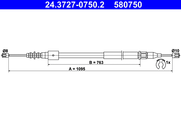 Cable Pull, parking brake (24.3727-0750.2)