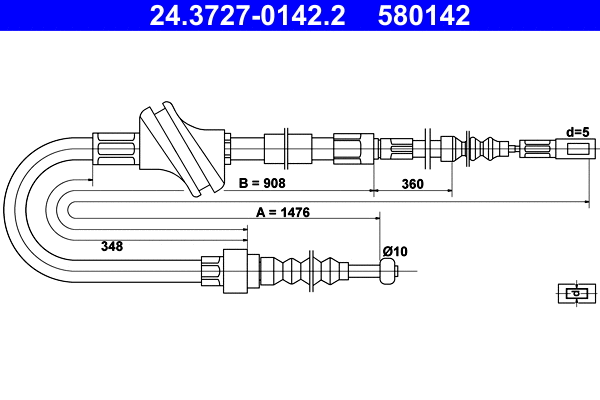 Cable Pull, parking brake (24.3727-0142.2)