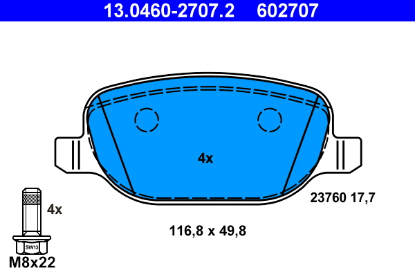 Brake Pad Set, disc brake (13.0460-2707.2)