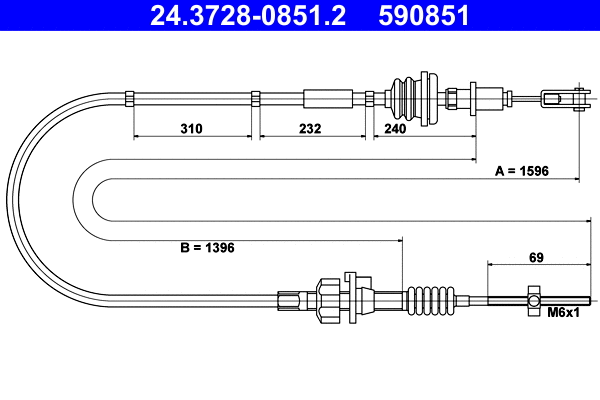 Cable Pull, clutch control (24.3728-0851.2)