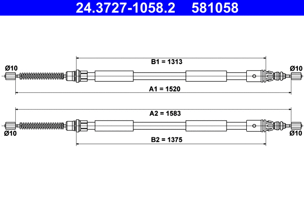 Cable Pull, parking brake (24.3727-1058.2)