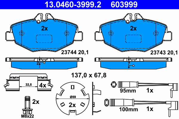 Brake Pad Set, disc brake (13.0460-3999.2)