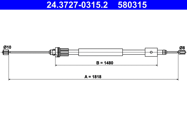 Cable Pull, parking brake (24.3727-0315.2)