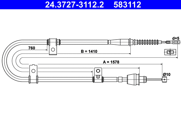 Cable Pull, parking brake (24.3727-3112.2)