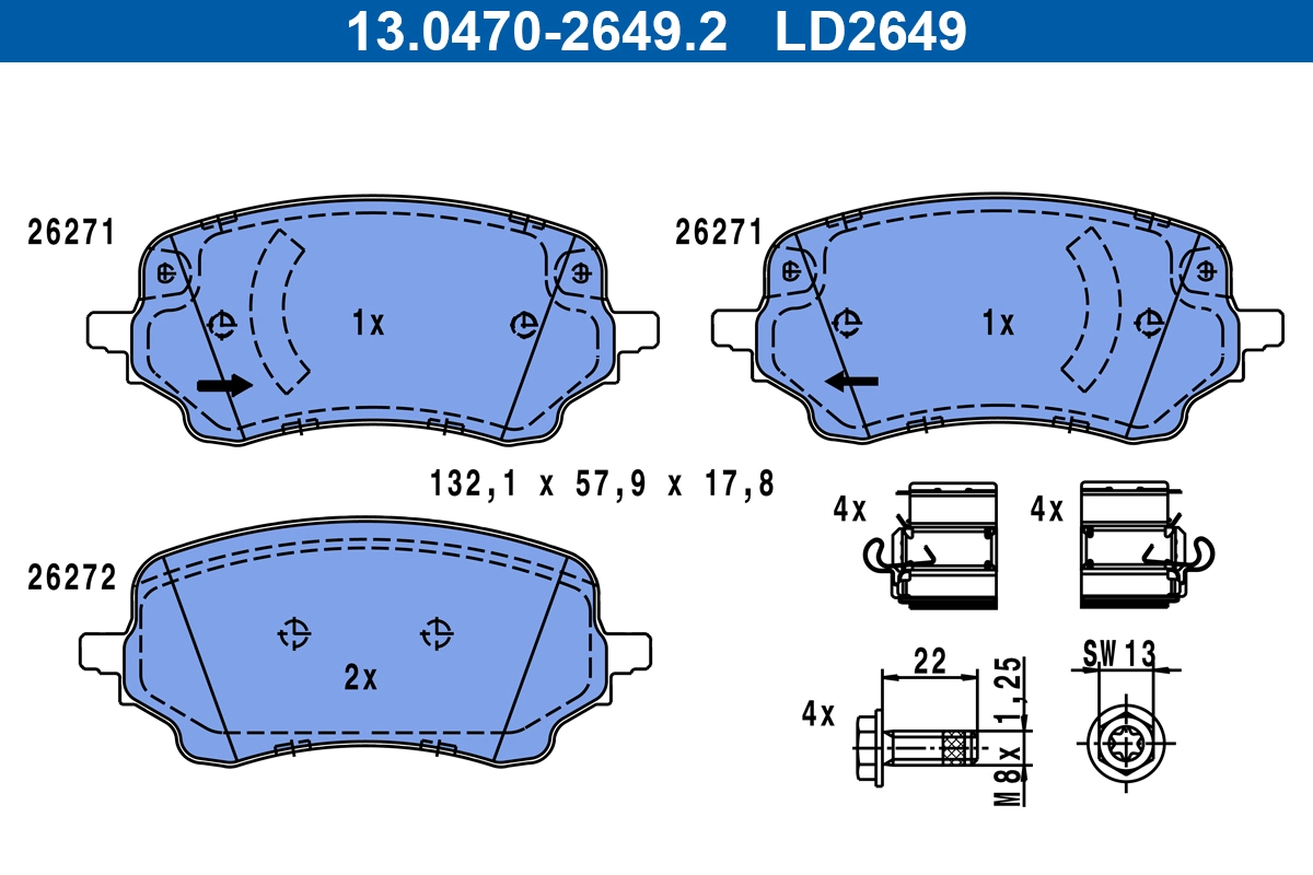 Brake Pad Set, disc brake (13.0470-2649.2)
