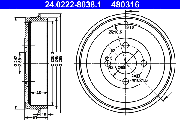 Brake Drum (24.0222-8038.1)