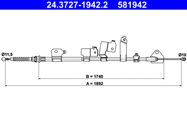 Cable Pull, parking brake (24.3727-1942.2)