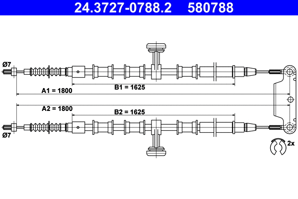 Cable Pull, parking brake (24.3727-0788.2)
