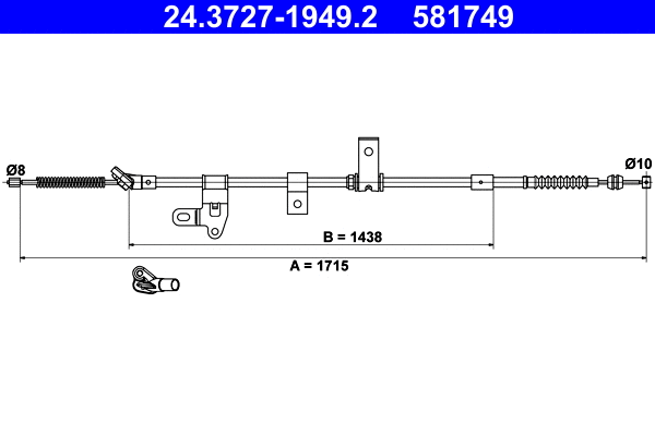 Cable Pull, parking brake (24.3727-1949.2)