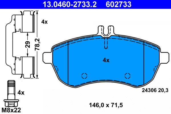 Brake Pad Set, disc brake (13.0460-2733.2)