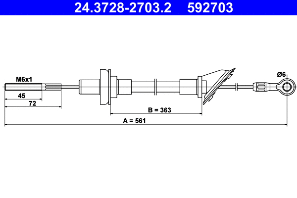 Cable Pull, clutch control (24.3728-2703.2)