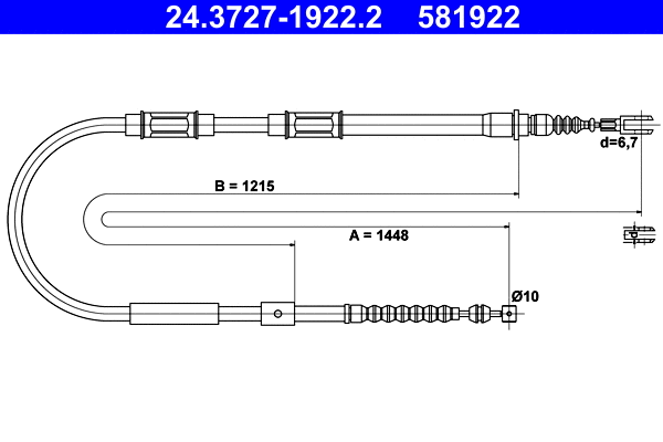 Cable Pull, parking brake (24.3727-1922.2)