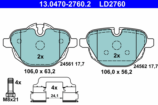 Brake Pad Set, disc brake (13.0470-2760.2)