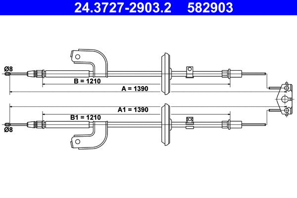 Cable Pull, parking brake (24.3727-2903.2)