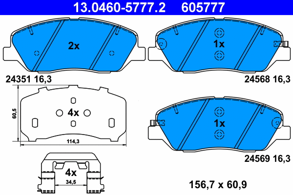 Brake Pad Set, disc brake (13.0460-5777.2)