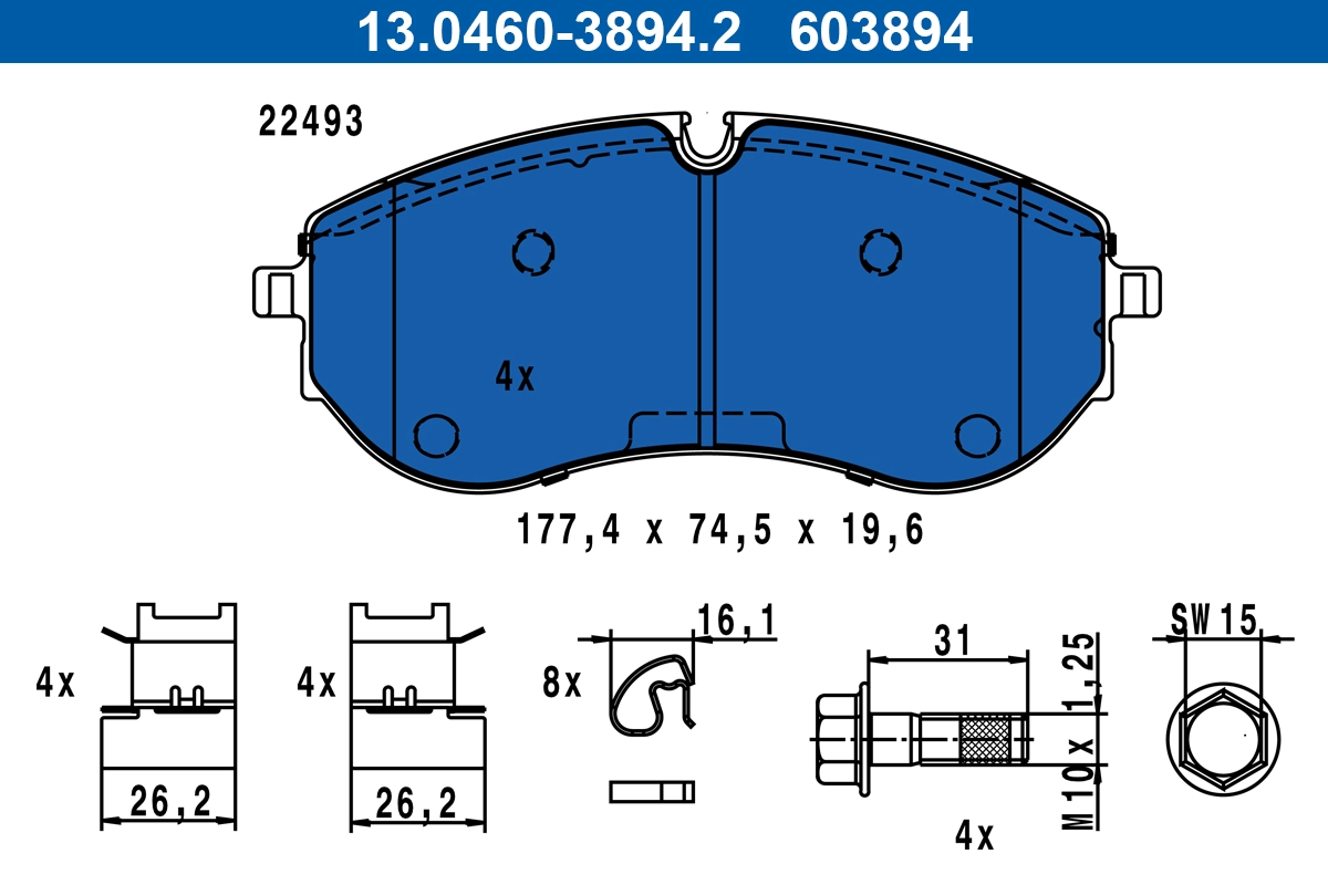 Brake Pad Set, disc brake (13.0460-3894.2)