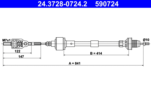Cable Pull, clutch control (24.3728-0724.2)