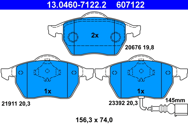 Brake Pad Set, disc brake (13.0460-7122.2)