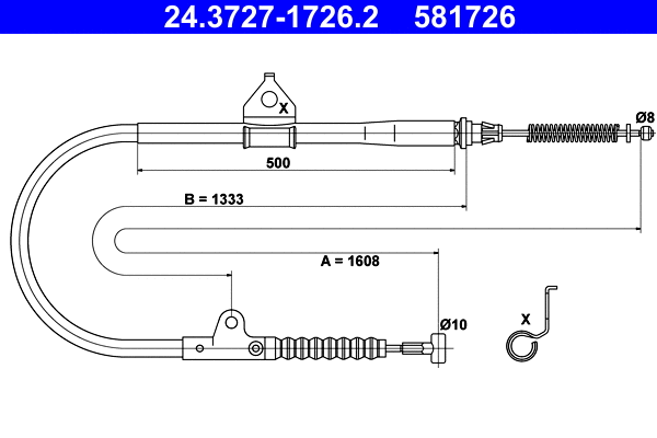 Cable Pull, parking brake (24.3727-1726.2)