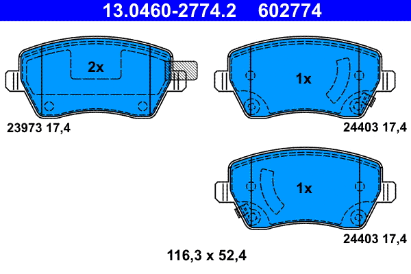 Brake Pad Set, disc brake (13.0460-2774.2)