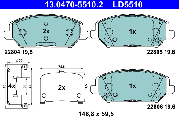 Brake Pad Set, disc brake (13.0470-5510.2)