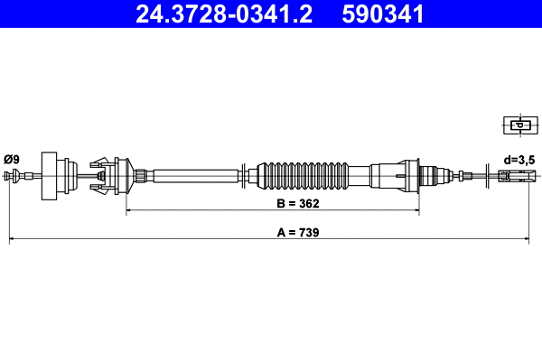 Cable Pull, clutch control (24.3728-0341.2)