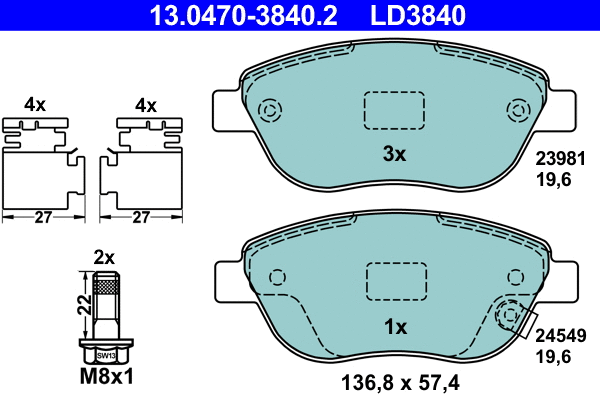 Brake Pad Set, disc brake (13.0470-3840.2)