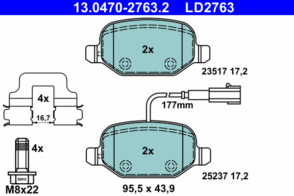 Brake Pad Set, disc brake (13.0470-2763.2)