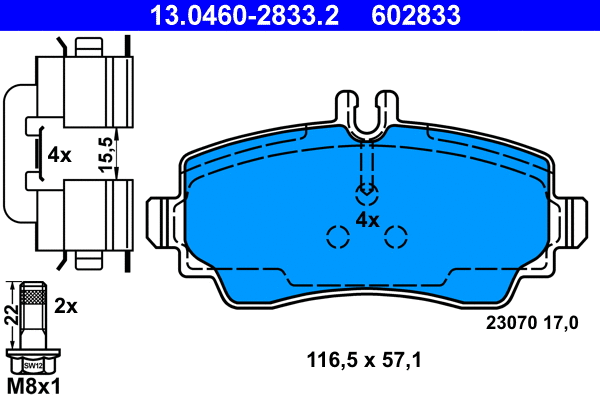 Brake Pad Set, disc brake (13.0460-2833.2)