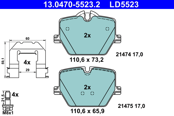 Brake Pad Set, disc brake (13.0470-5523.2)
