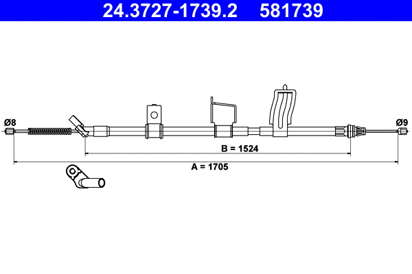 Cable Pull, parking brake (24.3727-1739.2)