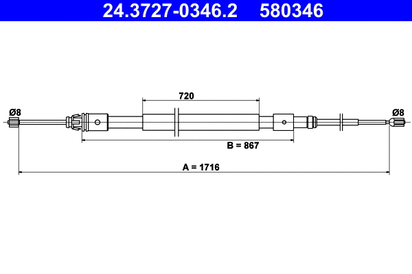 Cable Pull, parking brake (24.3727-0346.2)