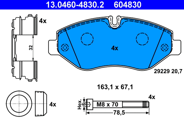 Brake Pad Set, disc brake (13.0460-4830.2)
