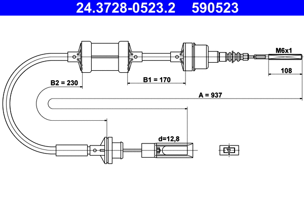 Cable Pull, clutch control (24.3728-0523.2)