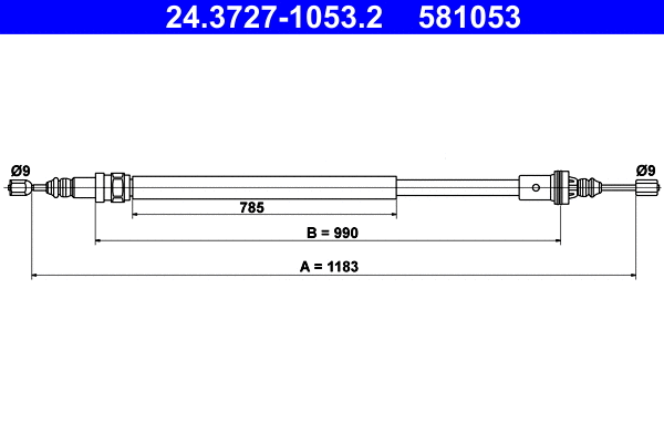 Cable Pull, parking brake (24.3727-1053.2)