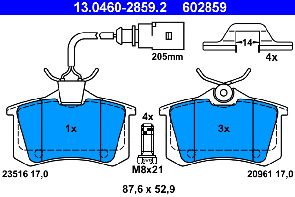 Brake Pad Set, disc brake (13.0460-2859.2)