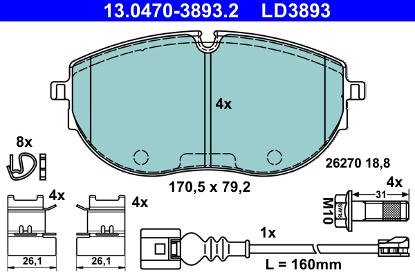 Brake Pad Set, disc brake (13.0470-3893.2)