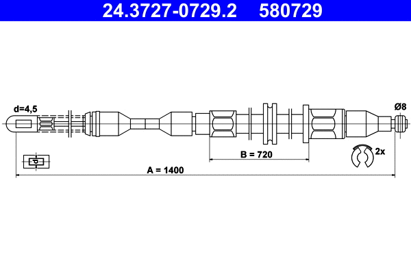 Cable Pull, parking brake (24.3727-0729.2)