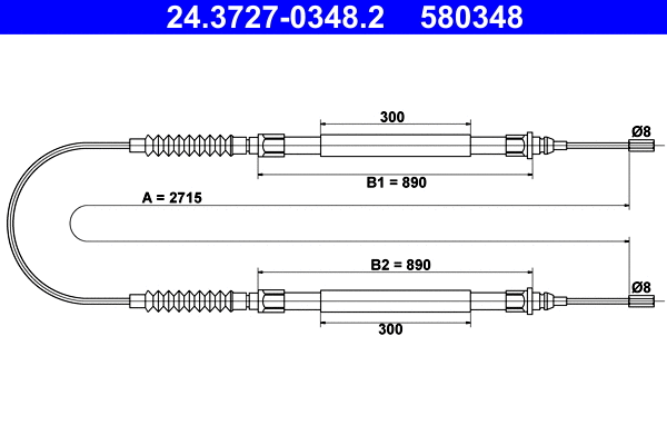 Cable Pull, parking brake (24.3727-0348.2)