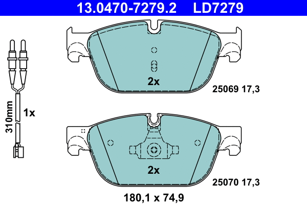 Brake Pad Set, disc brake (13.0470-7279.2)
