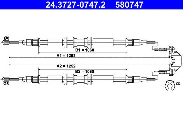 Cable Pull, parking brake (24.3727-0747.2)