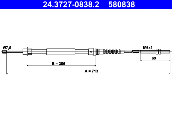 Cable Pull, parking brake (24.3727-0838.2)