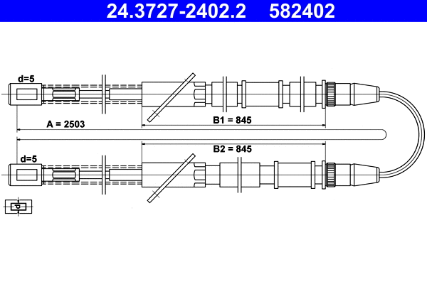 Cable Pull, parking brake (24.3727-2402.2)