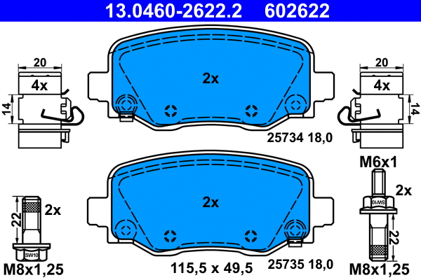 Brake Pad Set, disc brake (13.0460-2622.2)