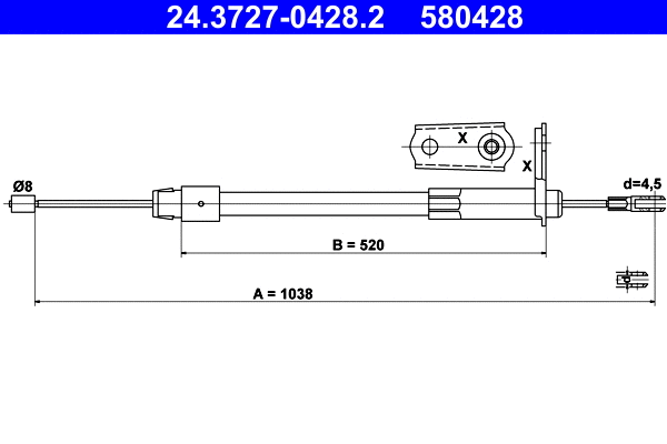 Cable Pull, parking brake (24.3727-0428.2)