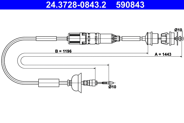 Cable Pull, clutch control (24.3728-0843.2)