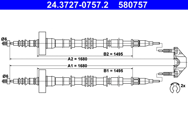 Cable Pull, parking brake (24.3727-0757.2)